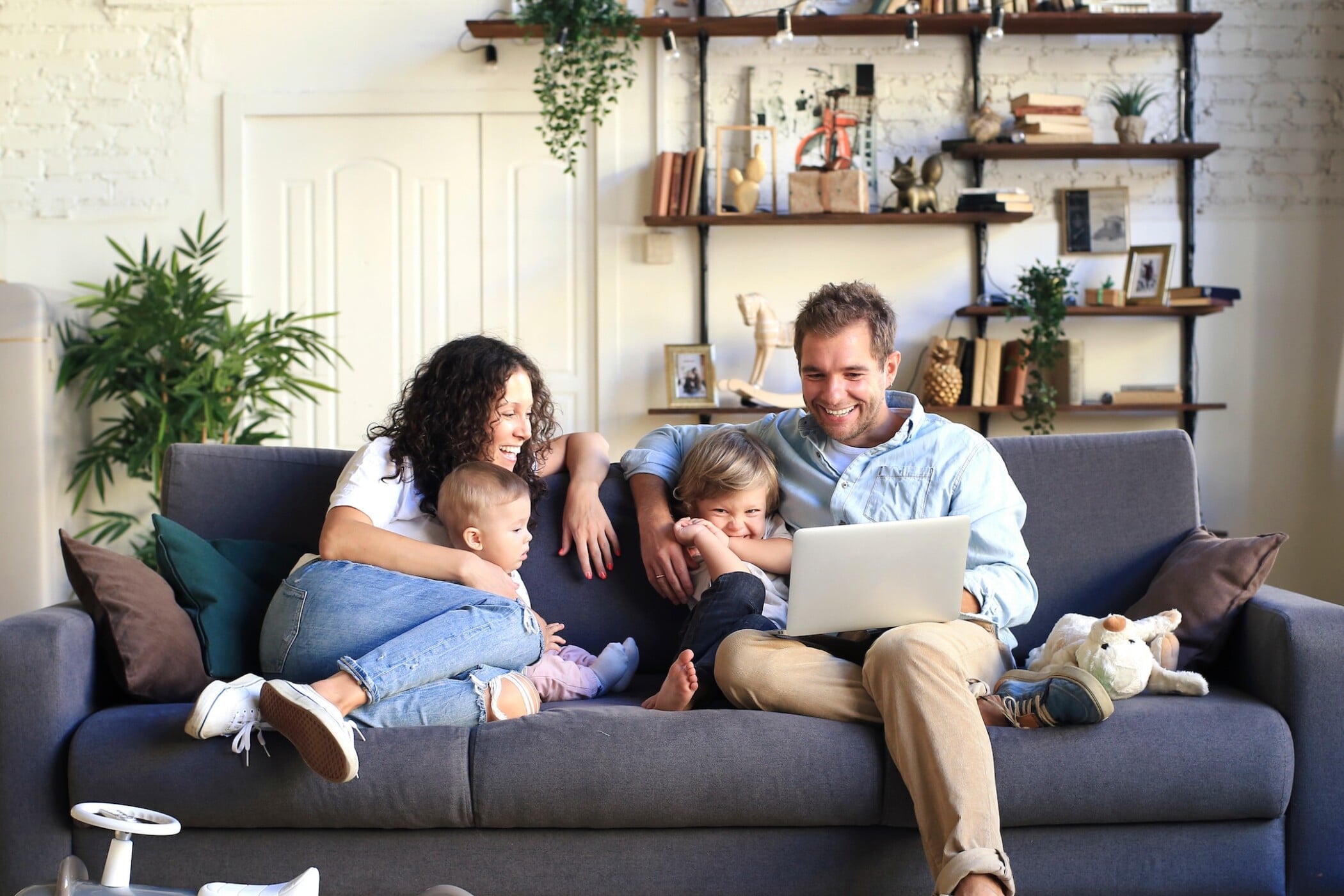 Happy family at new finished home