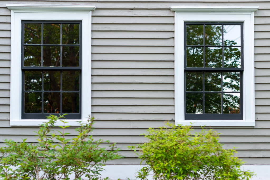 Two vintage identical double hung windows